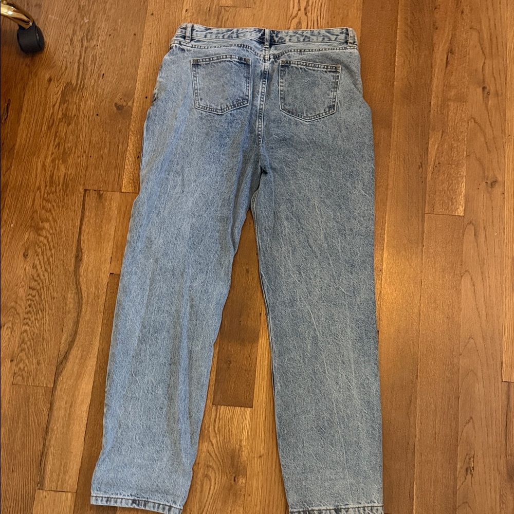 12th Tribe Light Blue Wash Asymmetrical Cross-OverDenim Jeans - Picture 5 of 7